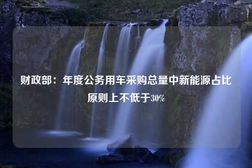 财政部：年度公务用车采购总量中新能源占比原则上不低于30%